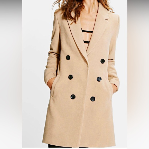 Boohoo Petite Double Breasted Camel Duster Coat - Picture 2 of 11